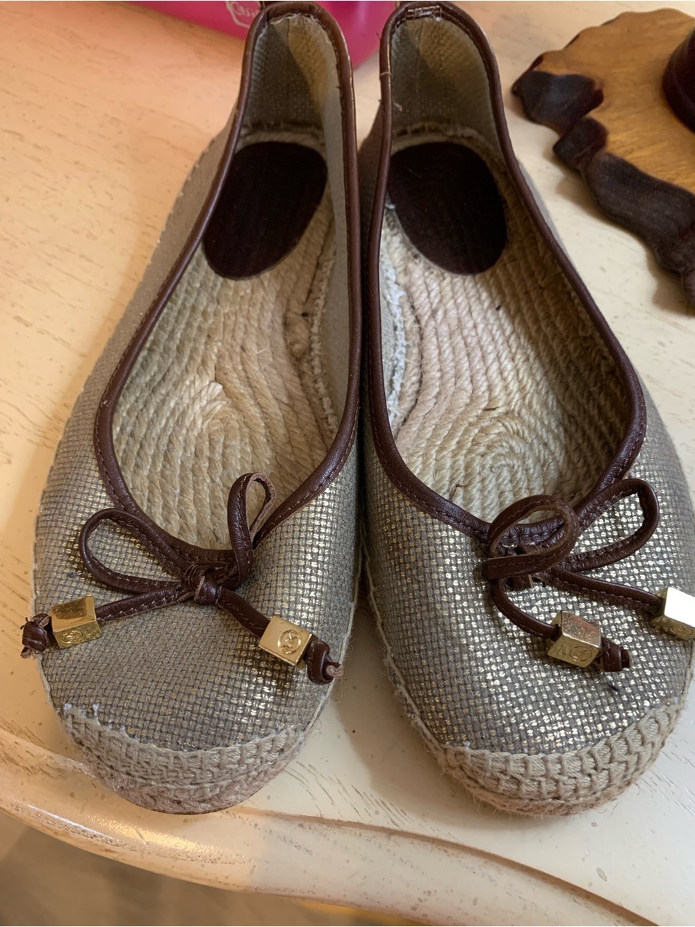 Michael Kors “Meg” Metallic Gold Espadrille flats size 8 1/2